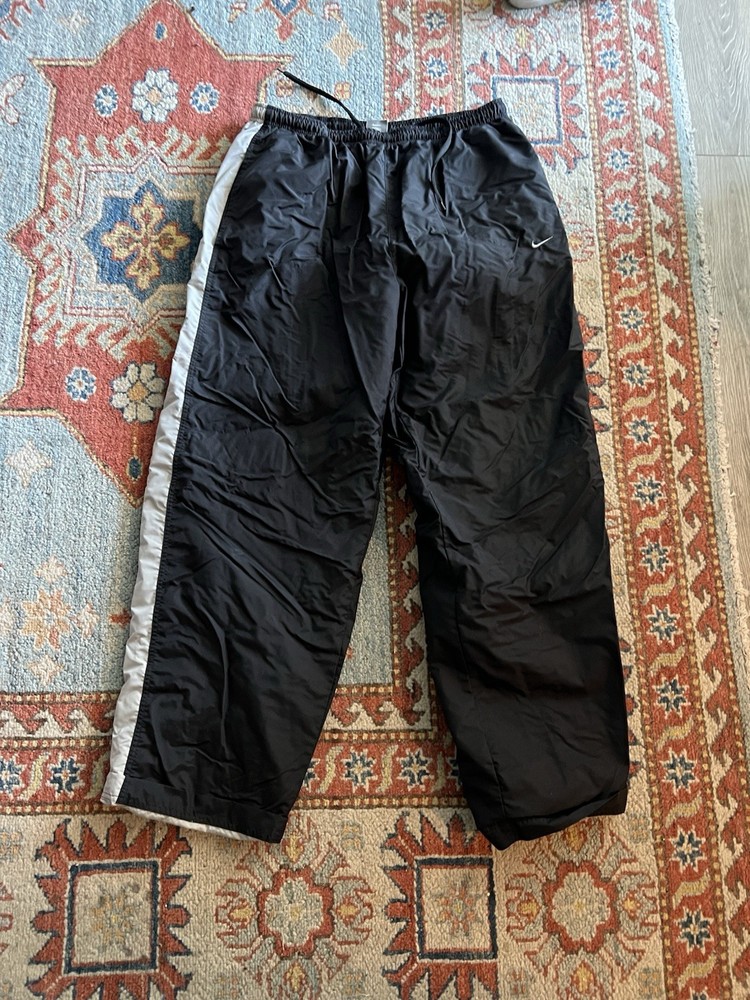 Vintage Nike Track Pants Mens XXL Black Windbreaker Baggy Wide Leg Cargo Y2K