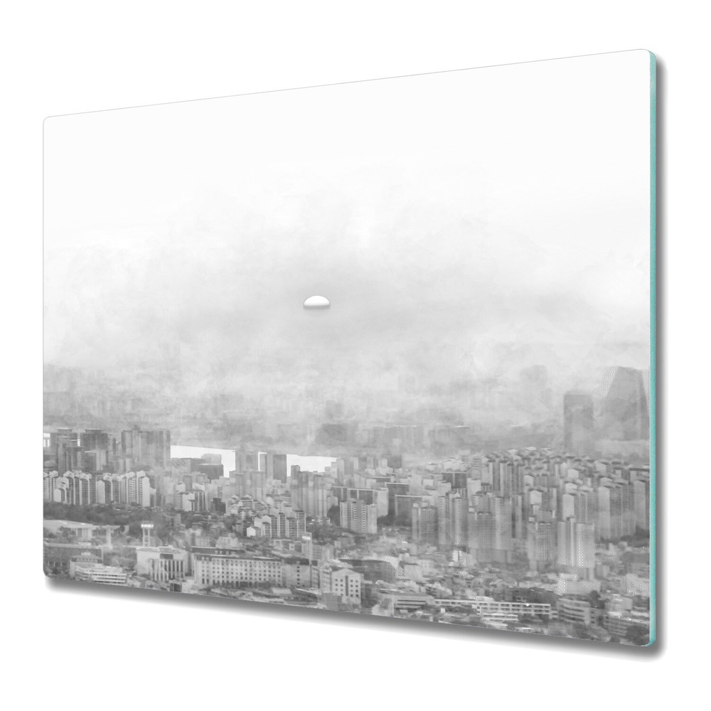 Glass Chopping Board Beautiful Black And White City Illustration Abstract 60x52