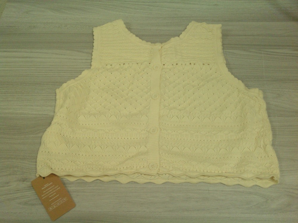 SHEIN CREM FINE KNIT BUTTON FRONT VEST TOP - SIZE LARGE (14) - NEW WITH TAGS