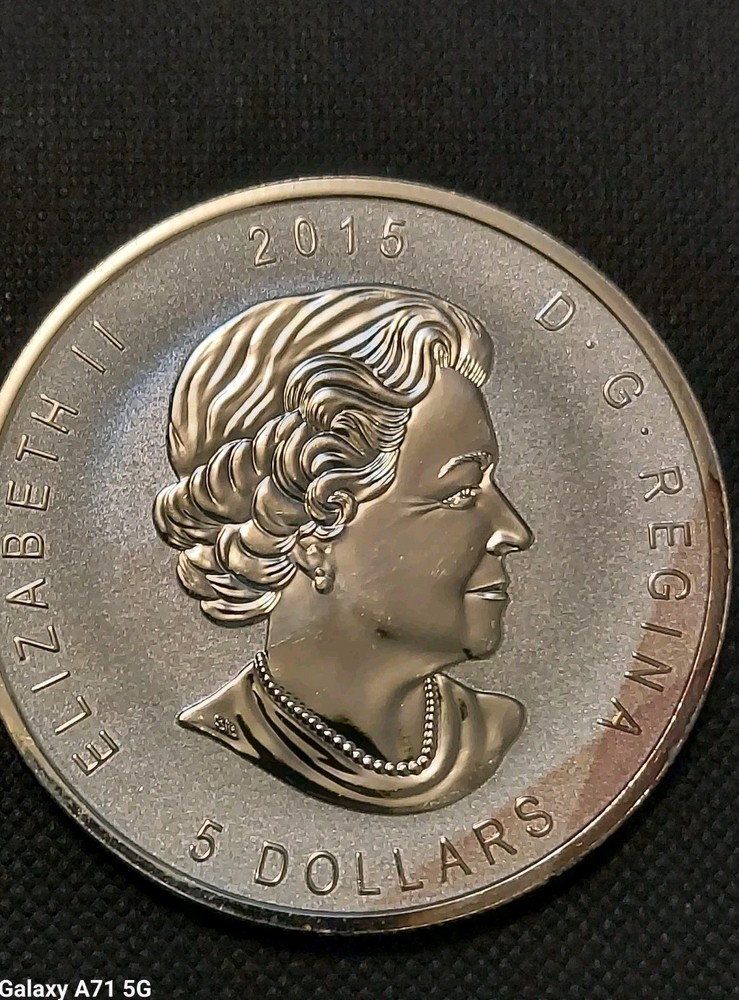 Queen Elizabeth II 1 oz 2015 Canada $5 Maple Leaf E=mc2 Privy FINE Silver .9999