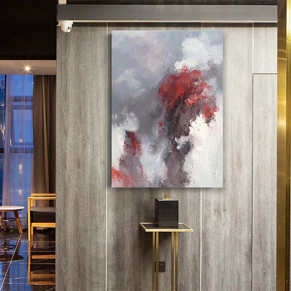 Handmade Modern Abstract Red Dust Decoration Hanging Picture Wall Art Canvas