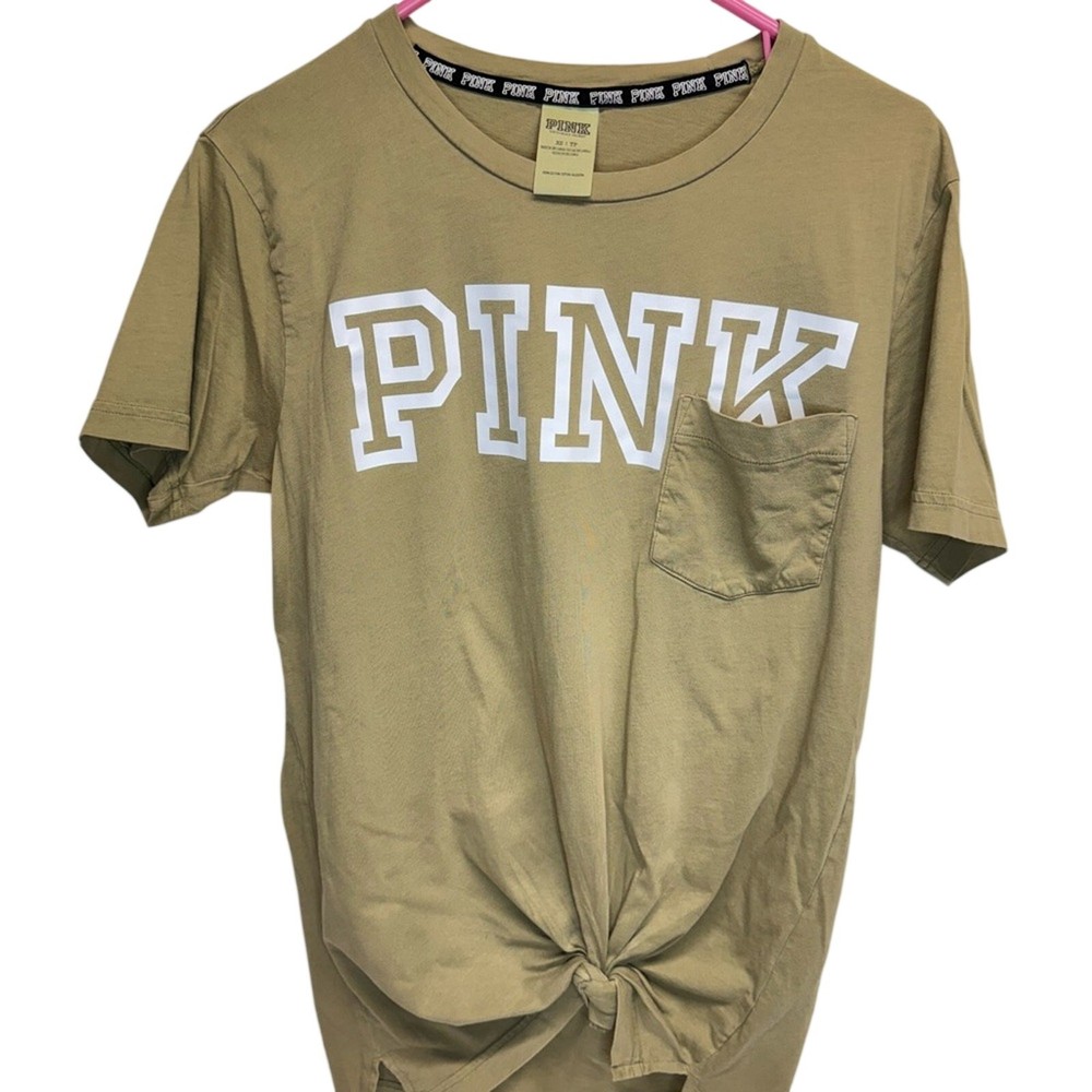 PINK Victoria's Secret Olive - Khaki Oversized T Shirt XS 100% Cotton