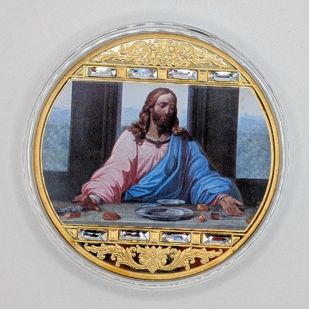 American Mint The Last Supper Coin 24k Gold Plated w/ Swarovski, 2017, 70mm