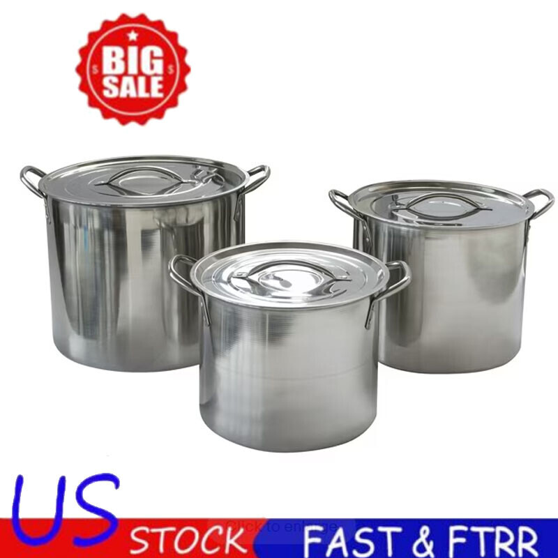 6PC Stainless Steel Stock Pot Set with Lids for Cooking Stews and Simmering