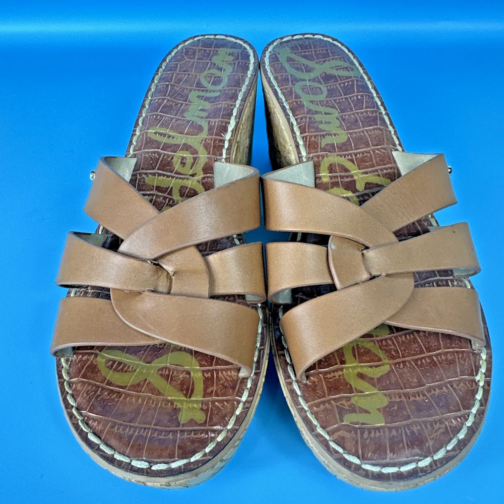 Sam Edelman Raynere Women's Size 8.5 Cork Wedge Sandals Platform Shoe Flaw
