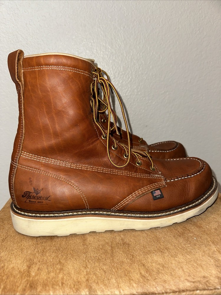 Thorogood Men's Brown Leather Moc Toe Work Boot Size 14 D Non-Safety
