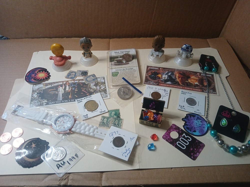 Collectible Junk Drawer Coin Lot 1897 Indian Head 1997 JFK Unc Star Wars And...