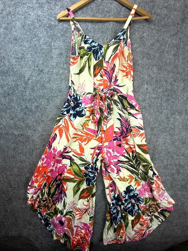 MSK Jumpsuit Womens Medium Resort Boho 70s Revival Hawaiian Tropical Vacation