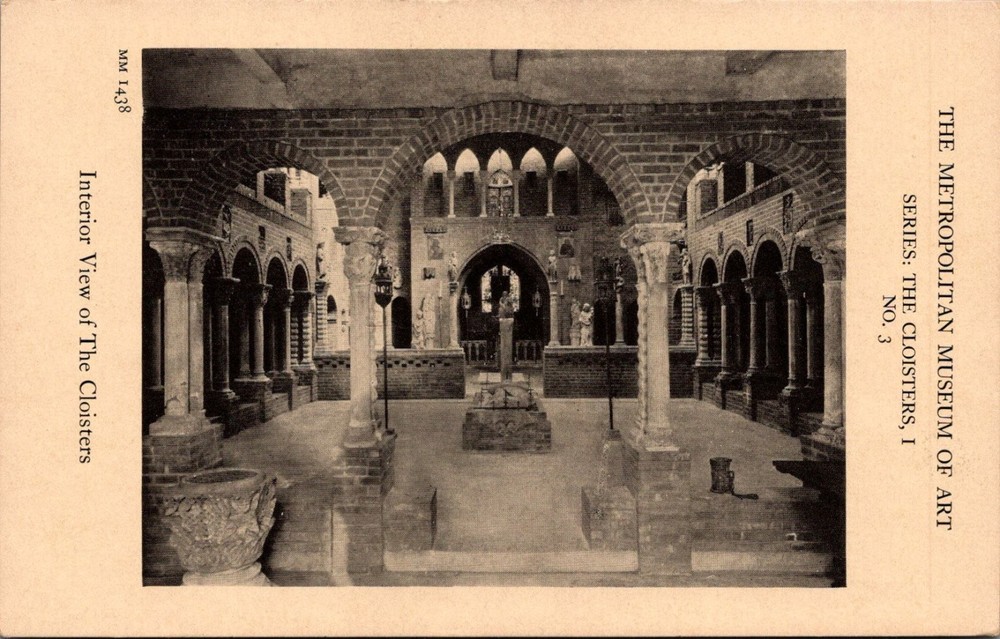 The Cloisters NYC Metropolitan Museum of Art Interior View Postcard RPPC