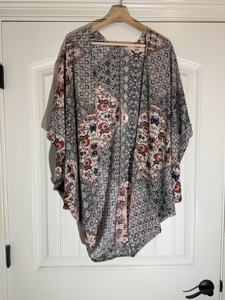My Story Womens  Patchwork Kimono Duster Boho Hippie Indie Festival O/S