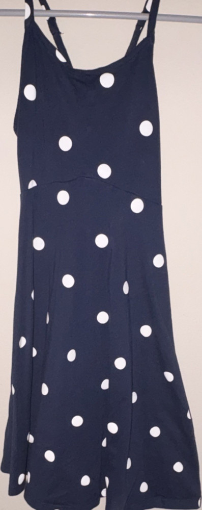 Old Navy Girls Navy White Polka Dot Sundress M (8) Sleeveless Knee Length