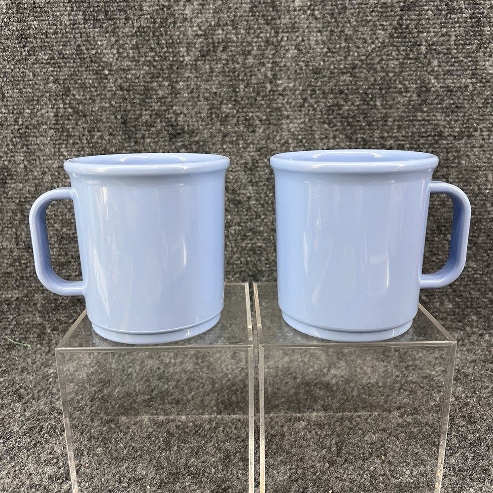 Lot of 2 Rubbermaid #3813 Light Blue Melamine Coffee Mugs Cups Camping Picnic