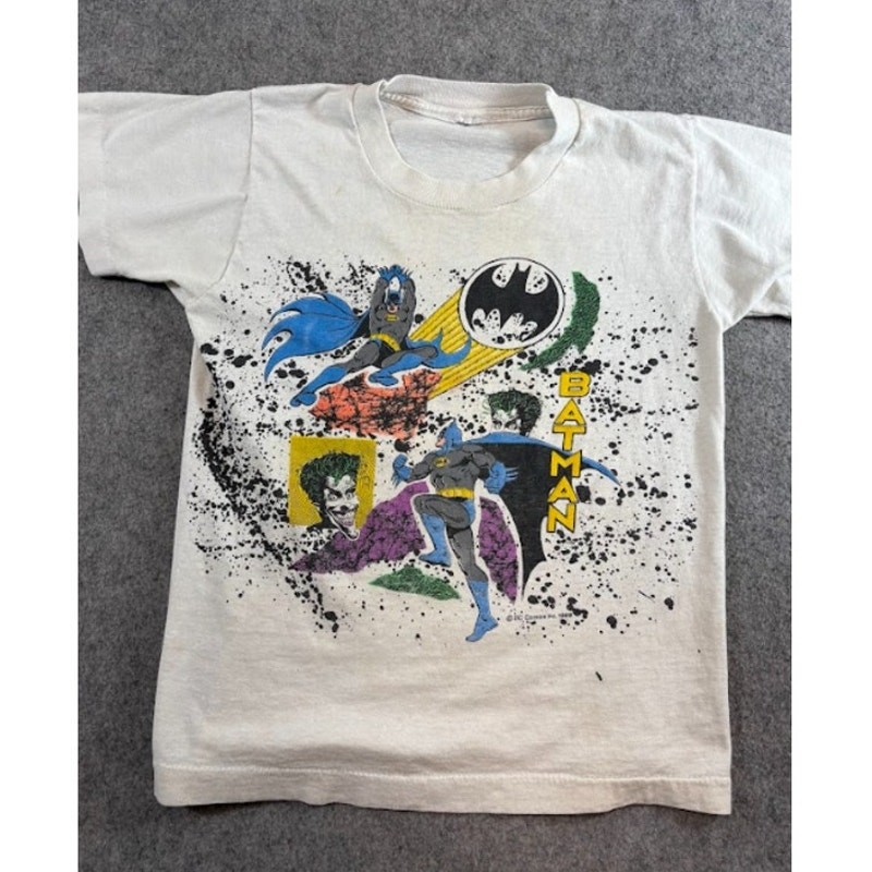 VTG 80s DC Comics Batman Joker Baby Tee Toddler 5-6T Splatter Graphic Streetwear