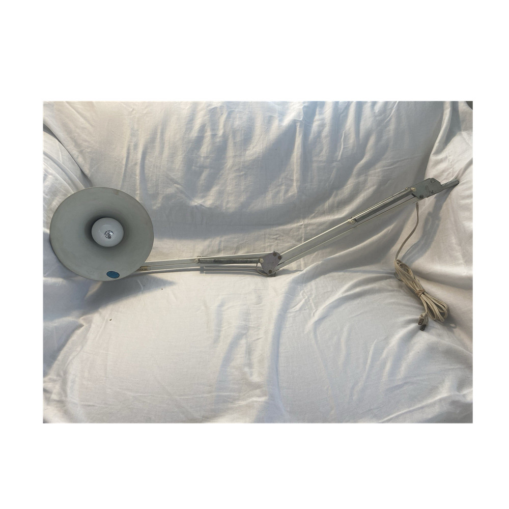 White Adjustable Swing Arm Lamp UL Listed Corded Metal Industrial Desk Light