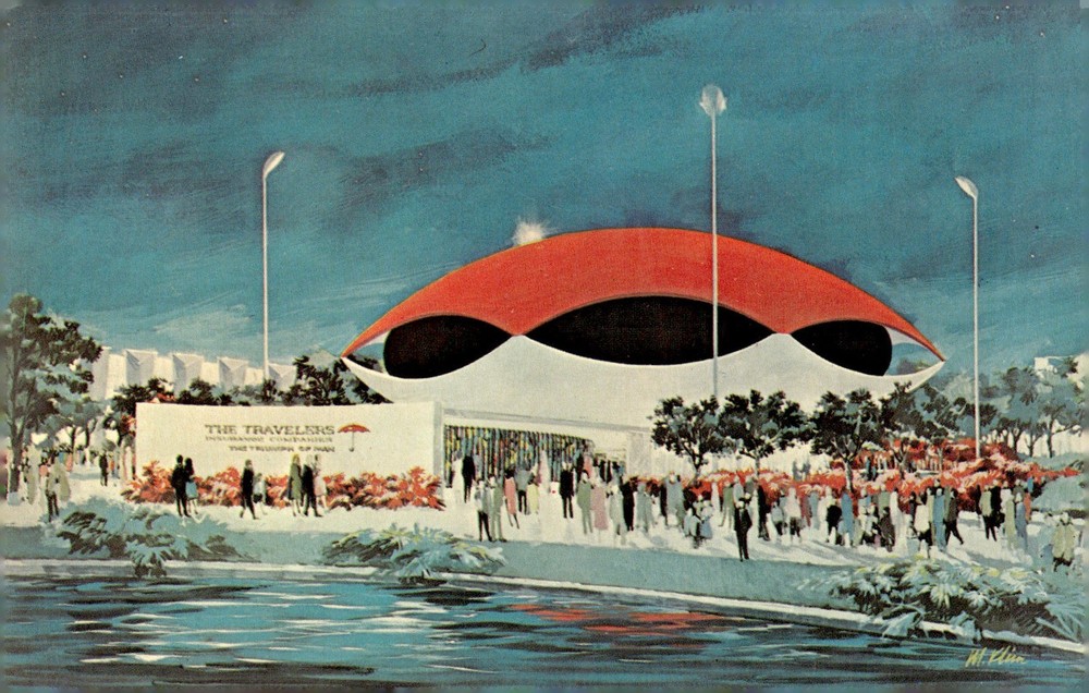 1964 Travelers Insurance Pavilion New York World's Fair Mid Century Postcard