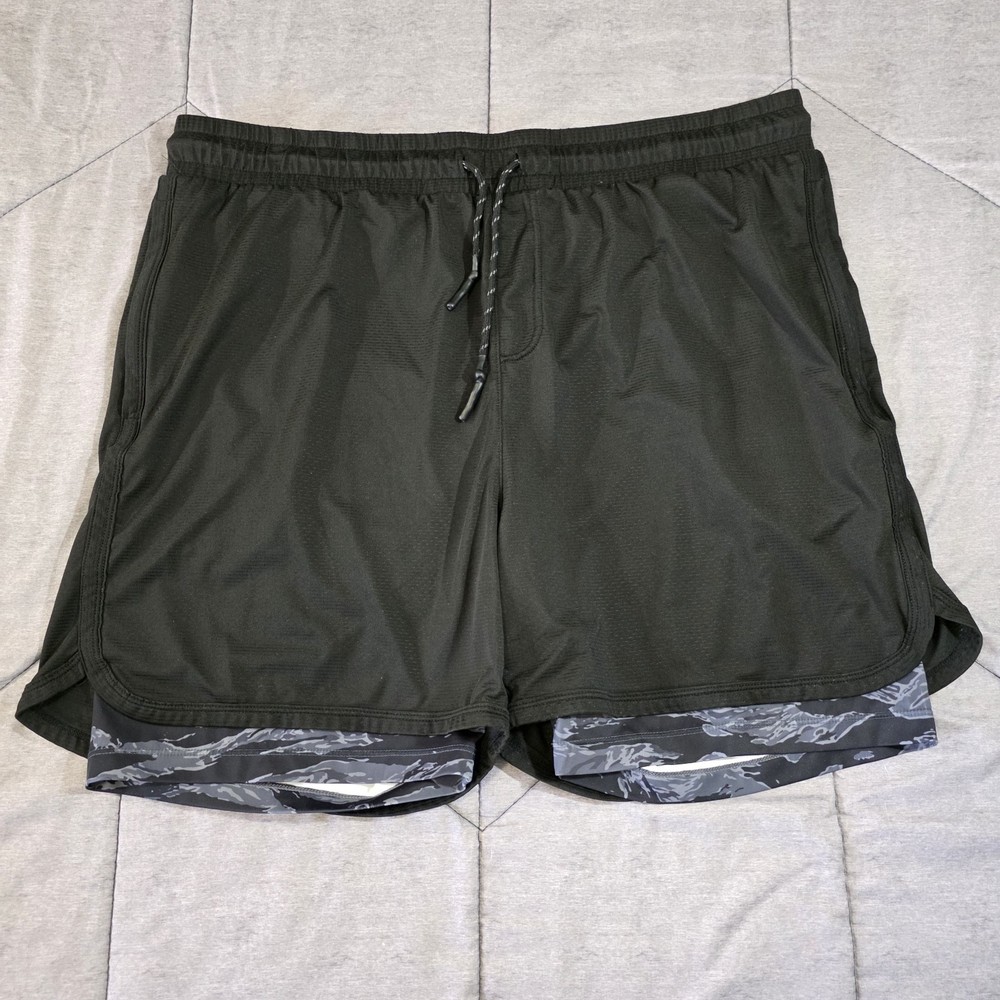 Savage Tacticians Shorts Mens 2XL Black Camo Lined Athletic Training Gym