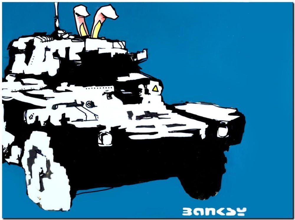 BANKSY STREET ART *FRAMED* CANVAS PRINT playmate of the month 18x12