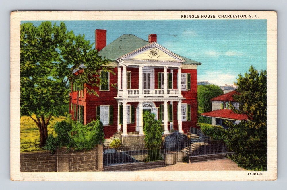 Charleston SC-South Carolina Pringle House Vintage c1937 Postcard