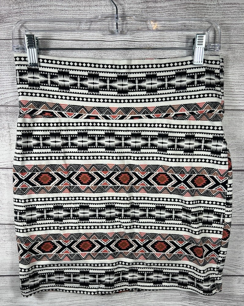 Charlotte Russe Mini Skirt Womens Large Geometric Tribal Print Bodycon Stretch