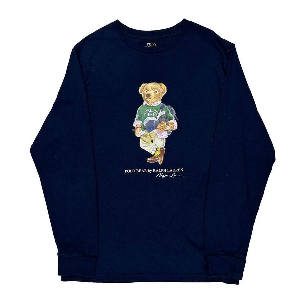 Age 18-20 Polo By Ralph Lauren Graphic Long Sleeve T-Shirt - XL Navy Cotton