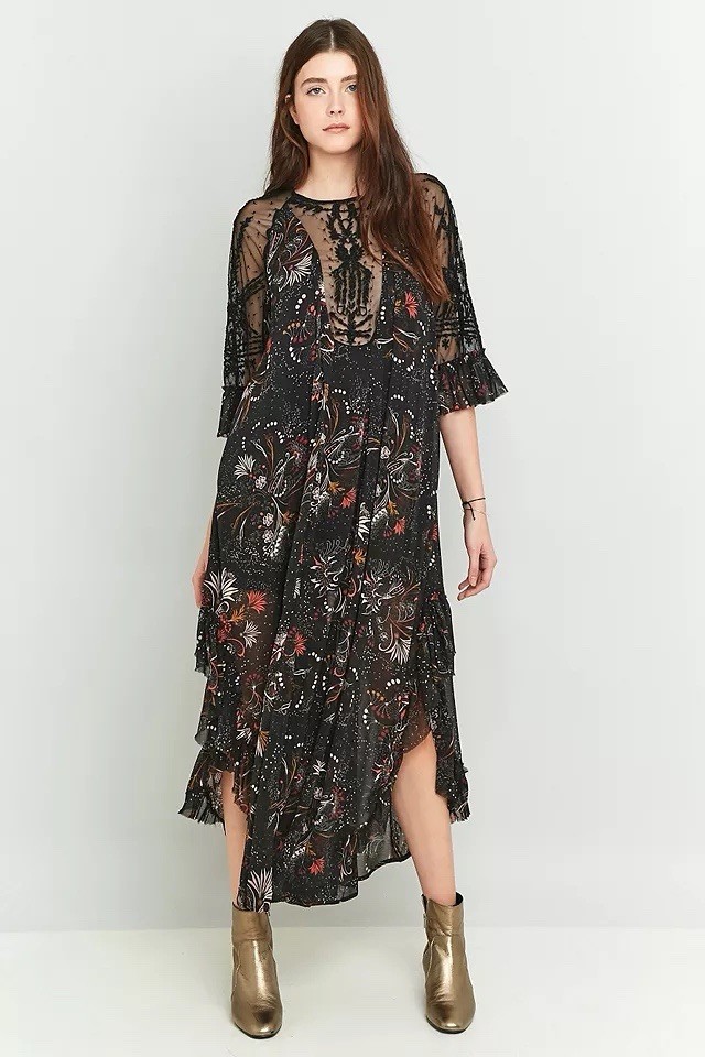 RARE Free People Spirit Of The Wild Midi Maxi Dress Size Small