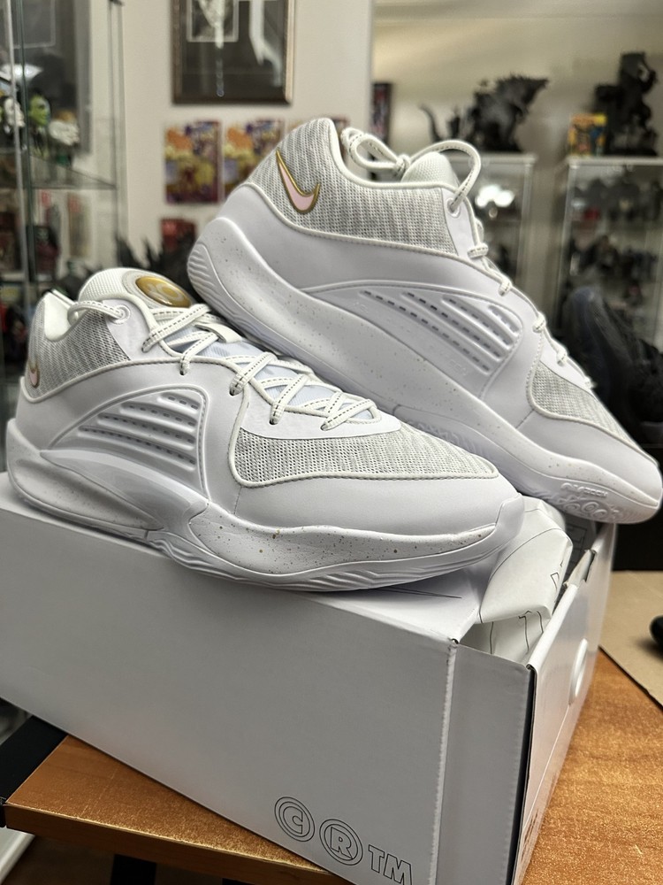 -Nike By You KD 16 ID White Metallic Silver Custom FB2390 900 Women size 9.5