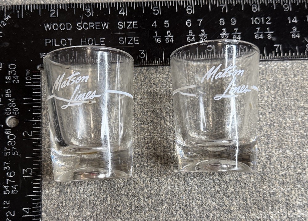 Vintage Matson Lines Cruise Ship Shot Glasses Set of 2 Barware