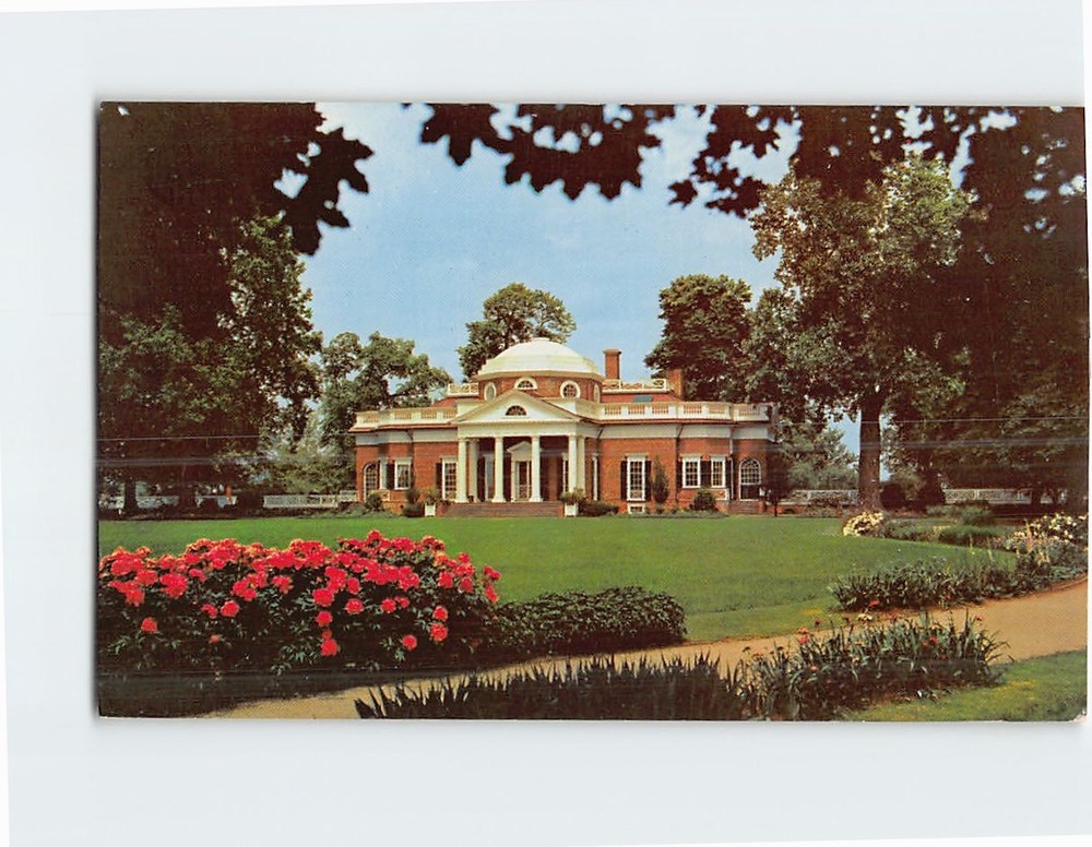 Postcard West Front Garden Monticello Thomas Jefferson Home Charlottesville VA