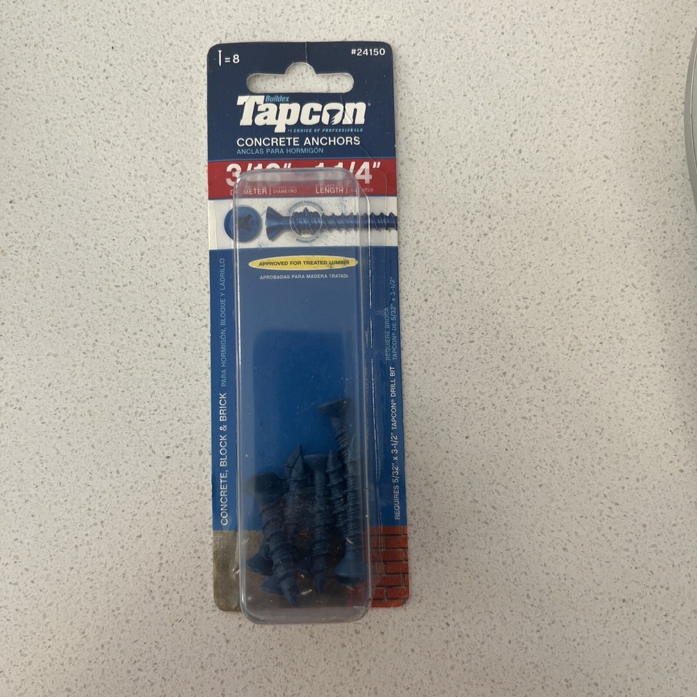 TAPCON 24150 3/16-in x 1-1/4-in Philips Flat-Head Concrete Screw Anchors 8-Pack
