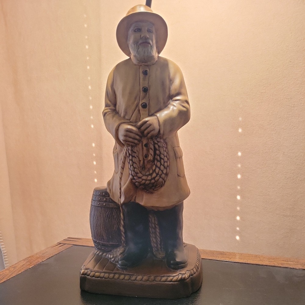 Vintage Fisherman Nautical Table Lamp without Shade 1970's Ceramic