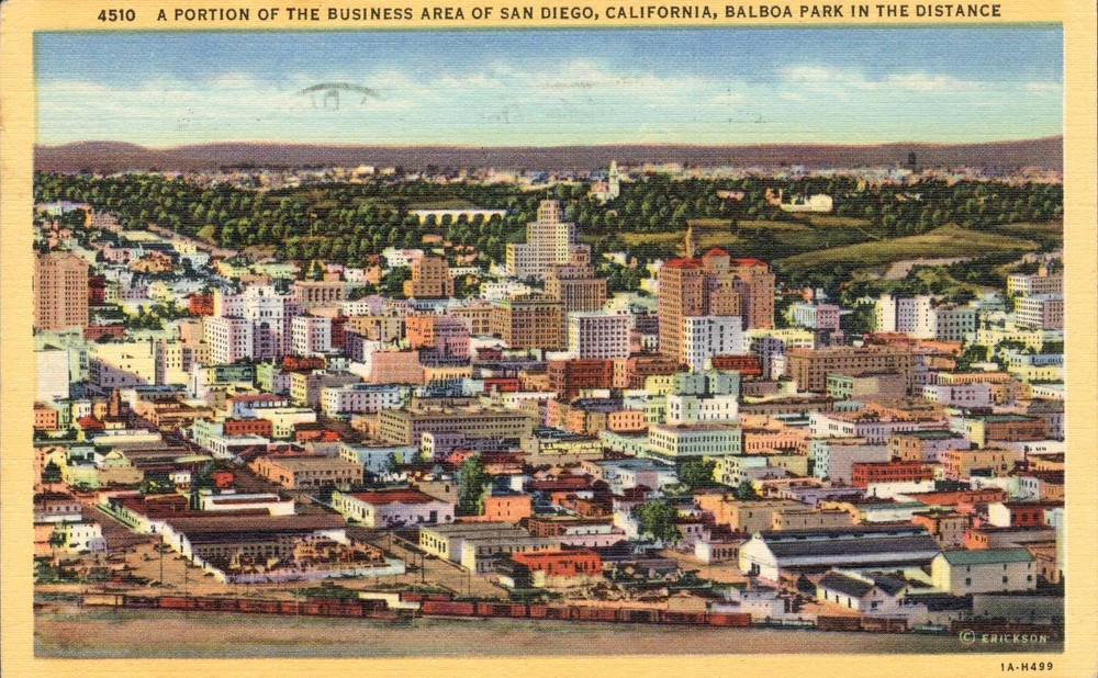 1955 Aerial Photo of Downtown San Diego and Balboa Park