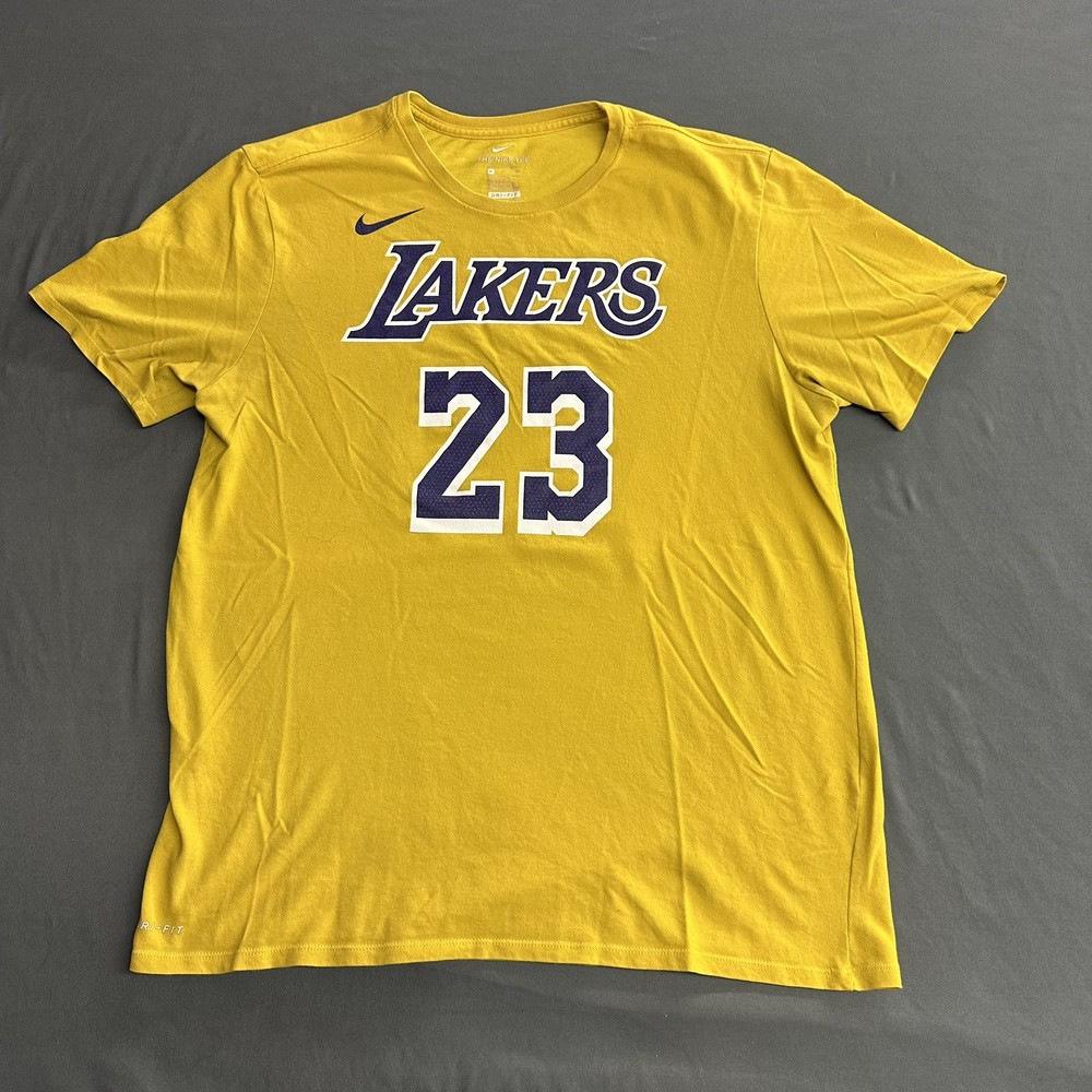 LeBron James #23 Los Angeles Lakers NBA Nike Dri-Fit Gold T-Shirt Men's XL