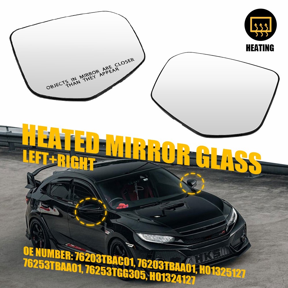Pair Driver Passenger Side Mirror Glass Car Accessories For 2016-21 Honda Civic