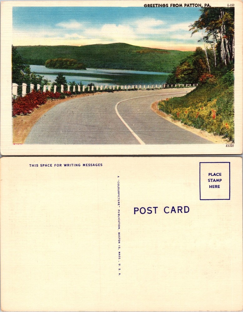 Curved Lakeside Road Greetings from Patton Pennsylvania PA Postcard