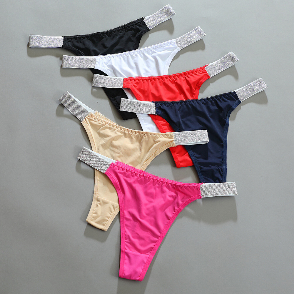 Women Thongs Sexy Rhinestones Panties Low Waist Fitness G-string Briefs Lingerie
