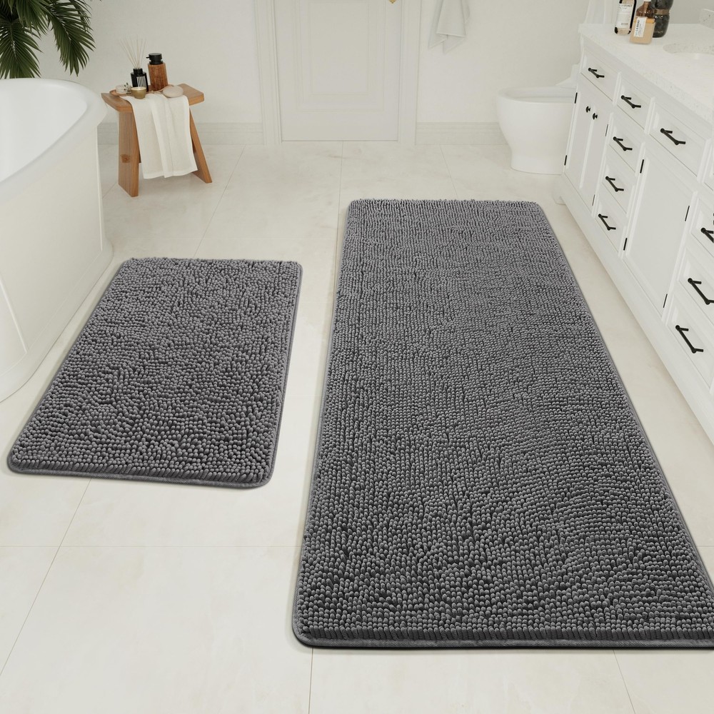 Soft Non-Slip 2-Piece Bathroom Rug Set 20x32 & 24x60 Inches