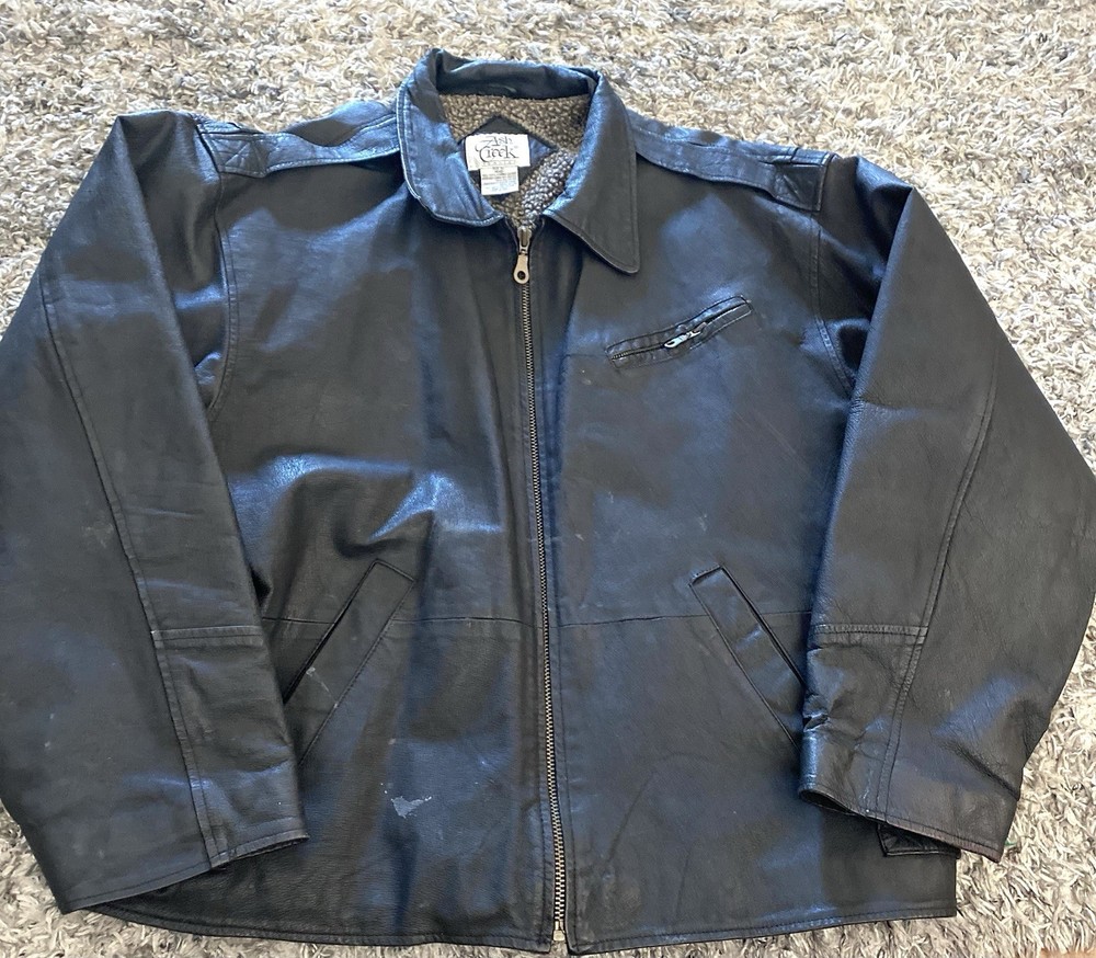 Ash Creek Black Full Zip Spread Collar Jacket Men's XL Mid-Length Casual Strap