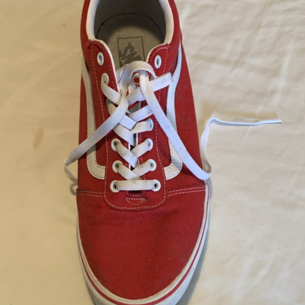VANS Old Skool 500714 Men's Canvas Sneakers Red White Lace Up Comfort Size 13