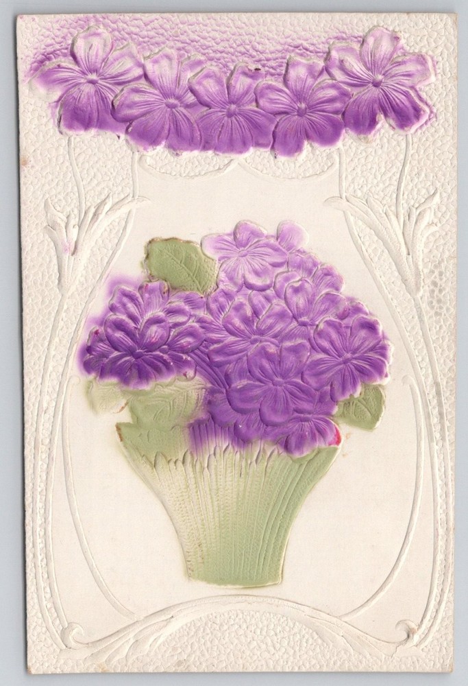 Embossed Violets Floral Birthday Greetings Postcard 1907-1918