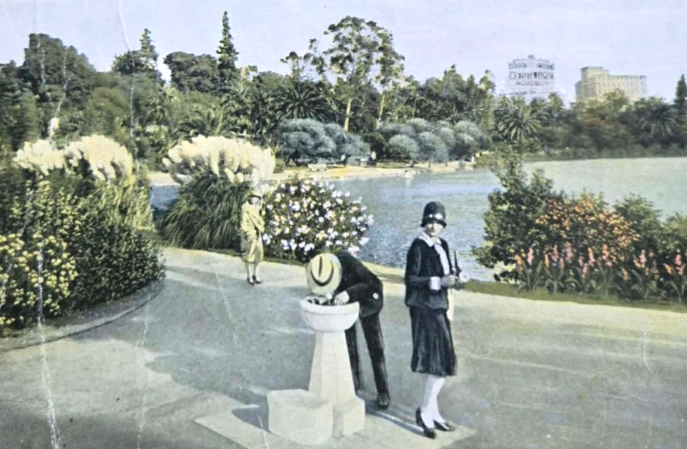 1920s Walk Westlake Park Los Angeles California Postcard Next Day Shipping