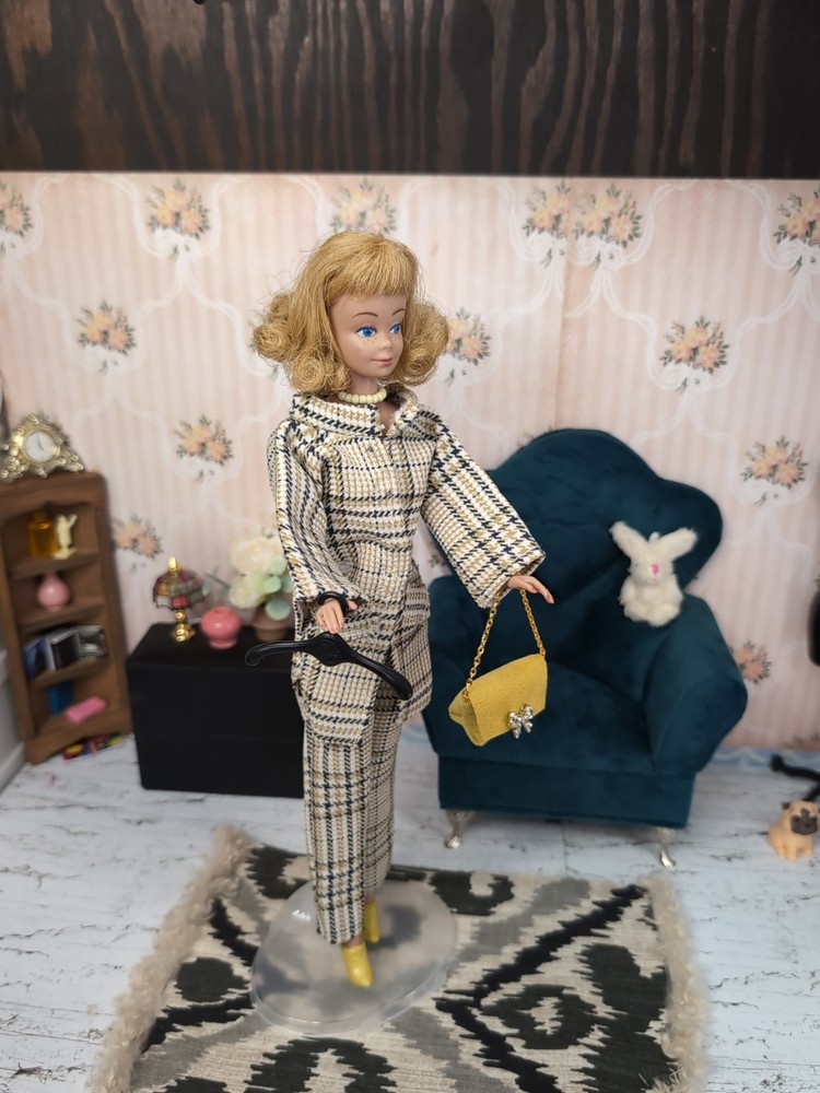 Vintage Barbie Clone Outfit - Pant Suit, Custom Bag, Ankle Boots +