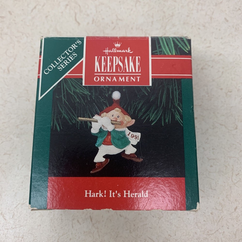 Vintage Hallmark Christmas Keepsake Ornament Hark Its Herald 1991 with Box