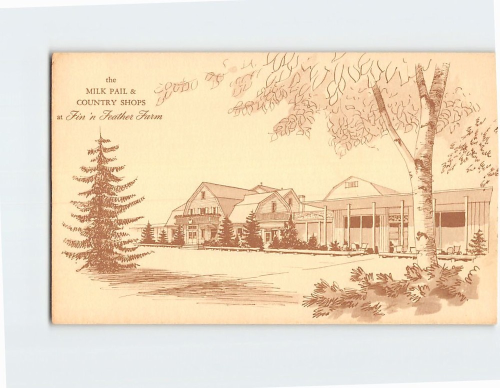 Postcard The Milk Pail & Country Shops at Fin n Feather Farm Dundee Illinois USA
