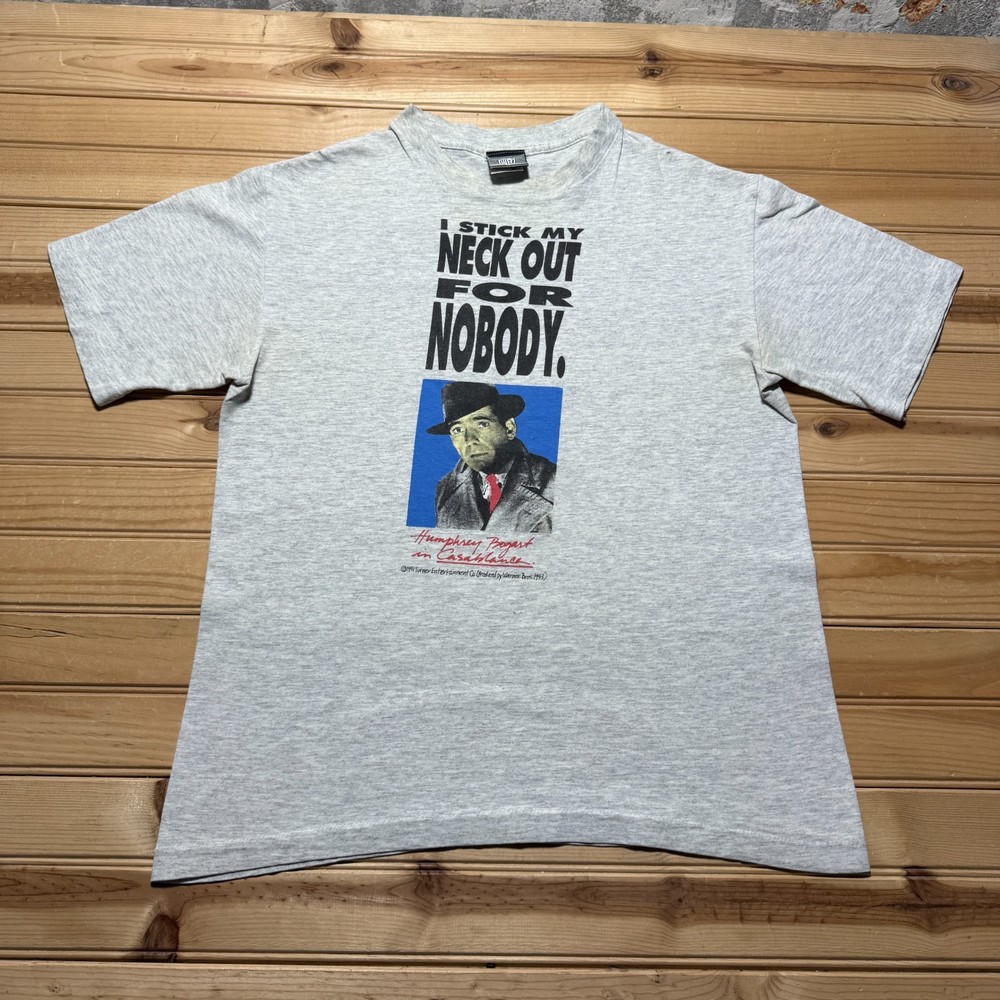 Vintage 1991 Warner Bros Humphrey Bogart Casablanca Movie Promo Shirt USA Medium