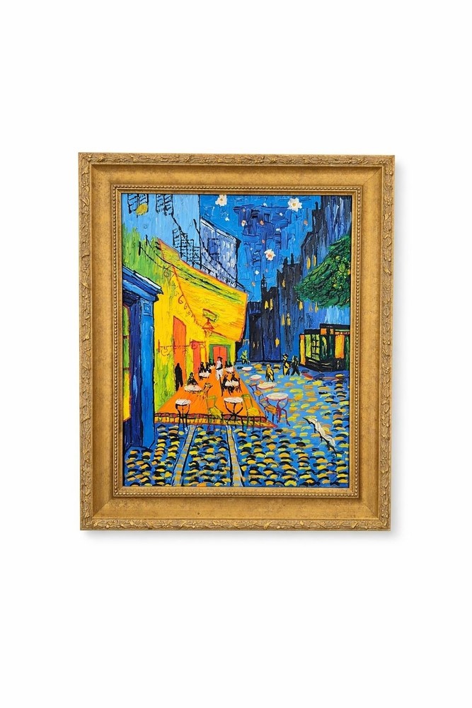 Replica oil painting Vincent Van Gogh Cafe Terrace at Night framed 16.5