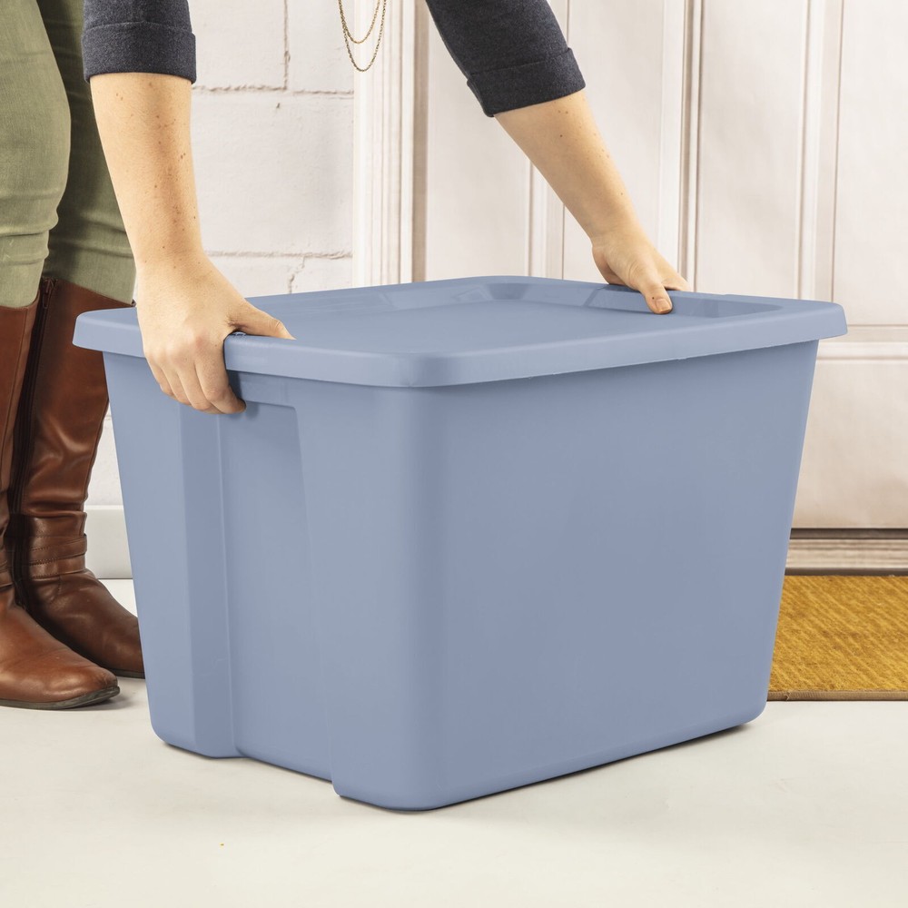18-Gallon Plastic Storage Tote Box Set of 8 for Clothing Toys Organizing