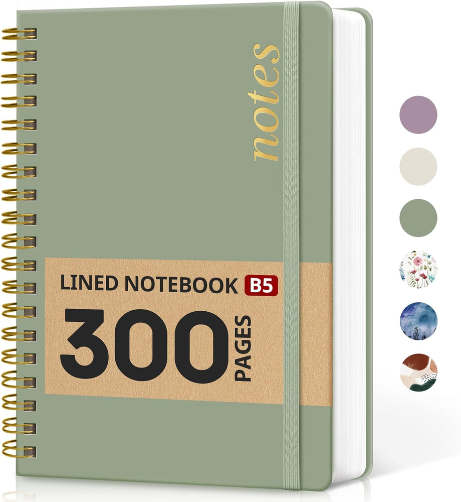 Lined Spiral Notebook Journal for Work, 300 Pages Thick B5 (7.1