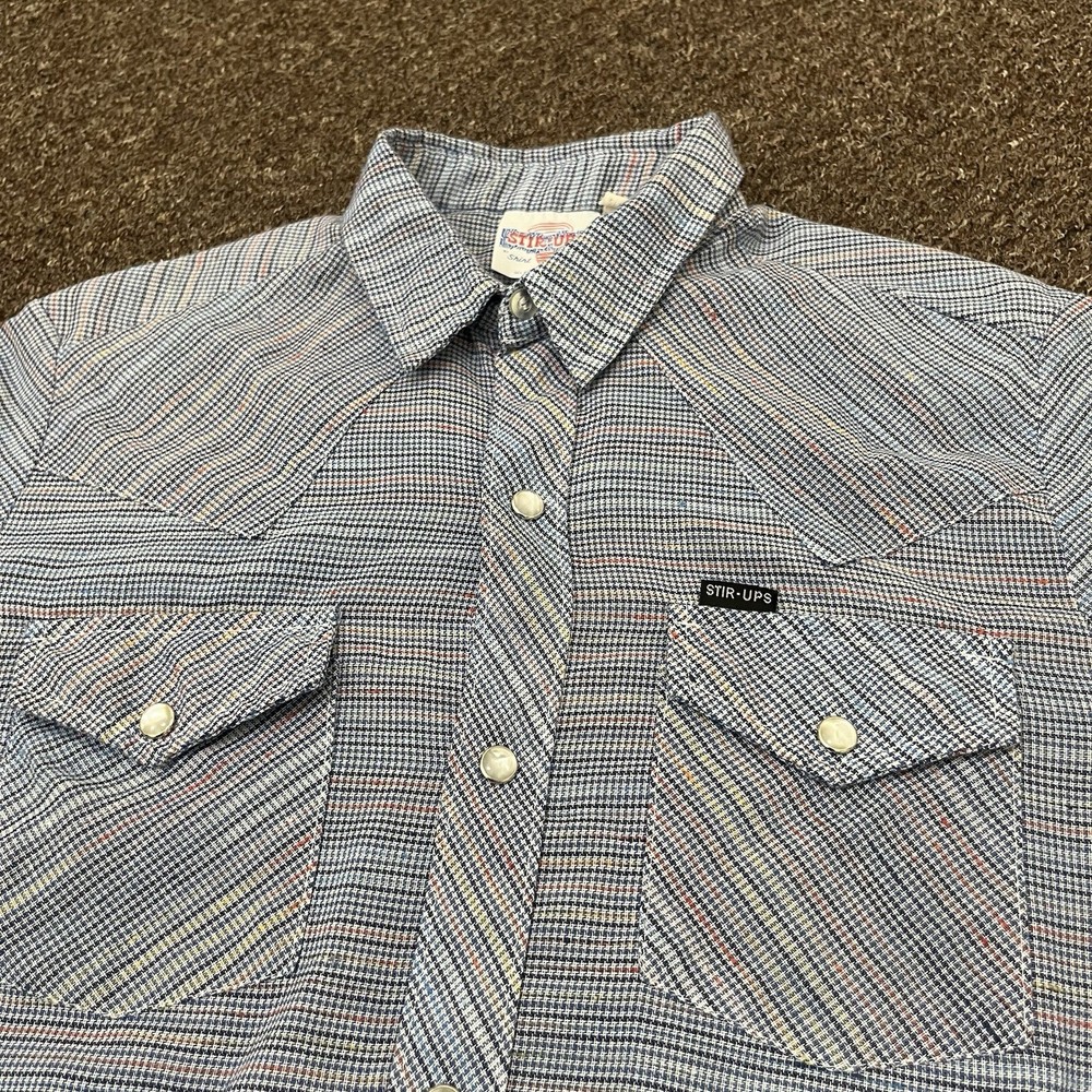 Vintage Stir Ups Men’s XS Western Pearl Snap Long Sleeve Button Down Shirt