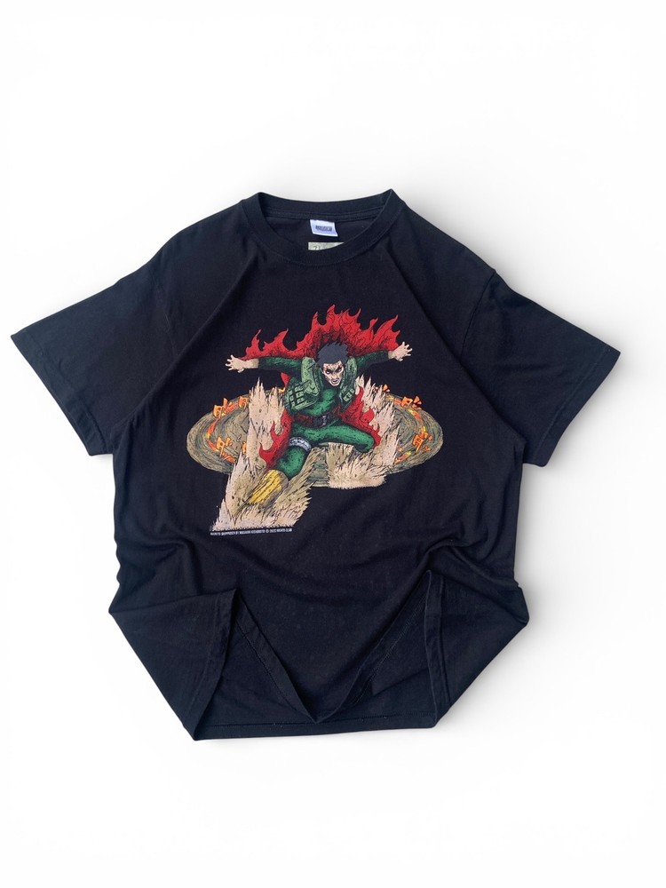 Rare Naruto Might Guy Bootleg T Shirt L Anime Shippuden Double Sided Black