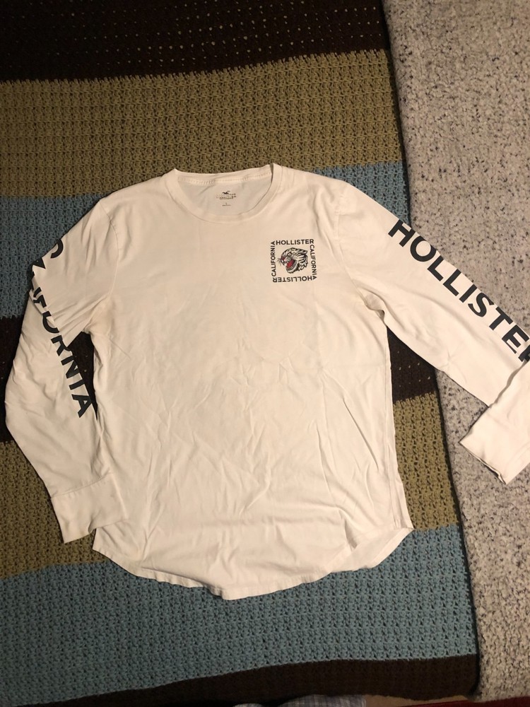 Hollister Men's Large Long Sleeve Graphic T-shirt White Tiger California